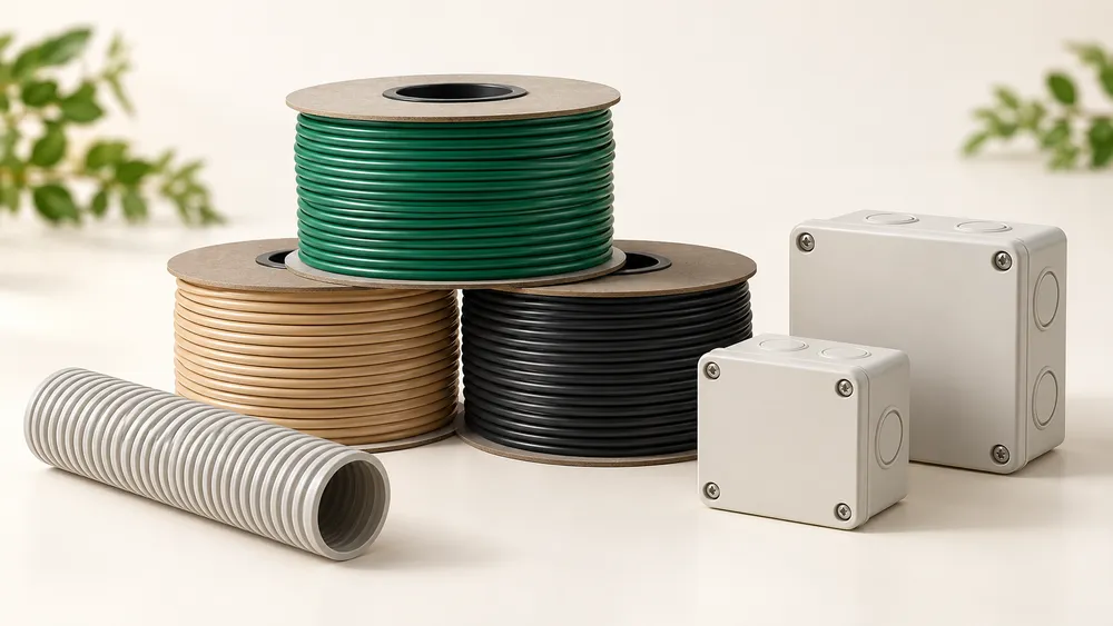 Kabel marşrutu — AI material vizuallaşdırması • real obyekt fotosu deyil
